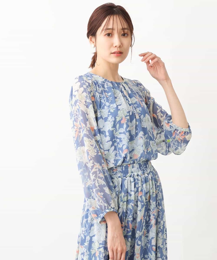 Chloe くるしく 花柄シフォン ベアトップ