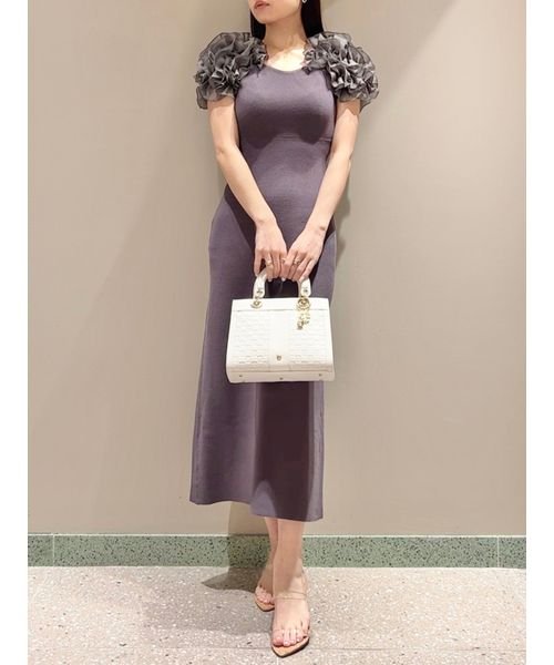 イントリケートフリルコンビニットワンピース 予めご了承ください