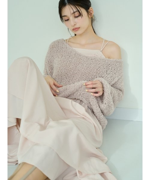 【WEB限定サイズあり】ペーパーヤーンプルオーバー×ギャザーキャミソールワンピース 総丈 バスト ウエスト 予めご了承ください