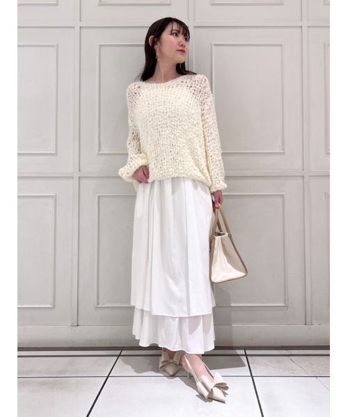 【WEB限定サイズあり】ペーパーヤーンプルオーバー×ギャザーキャミソールワンピース 総丈 バスト ウエスト 予めご了承ください