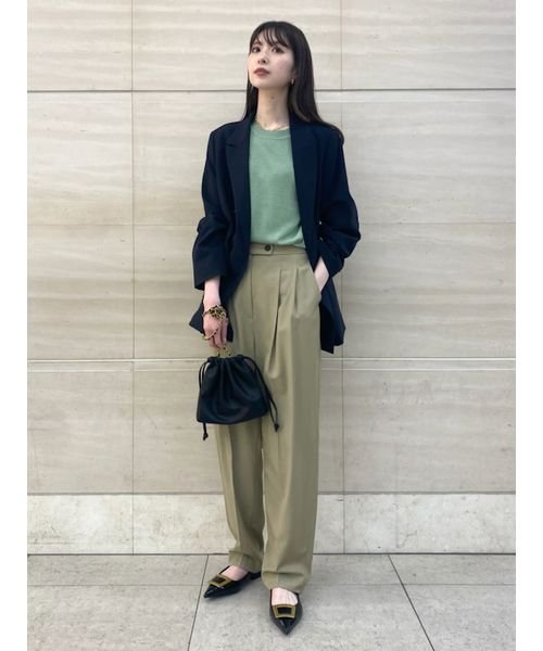 ミラオーウェン フラップポケットベストプルオーバー×パンツ 散らし 