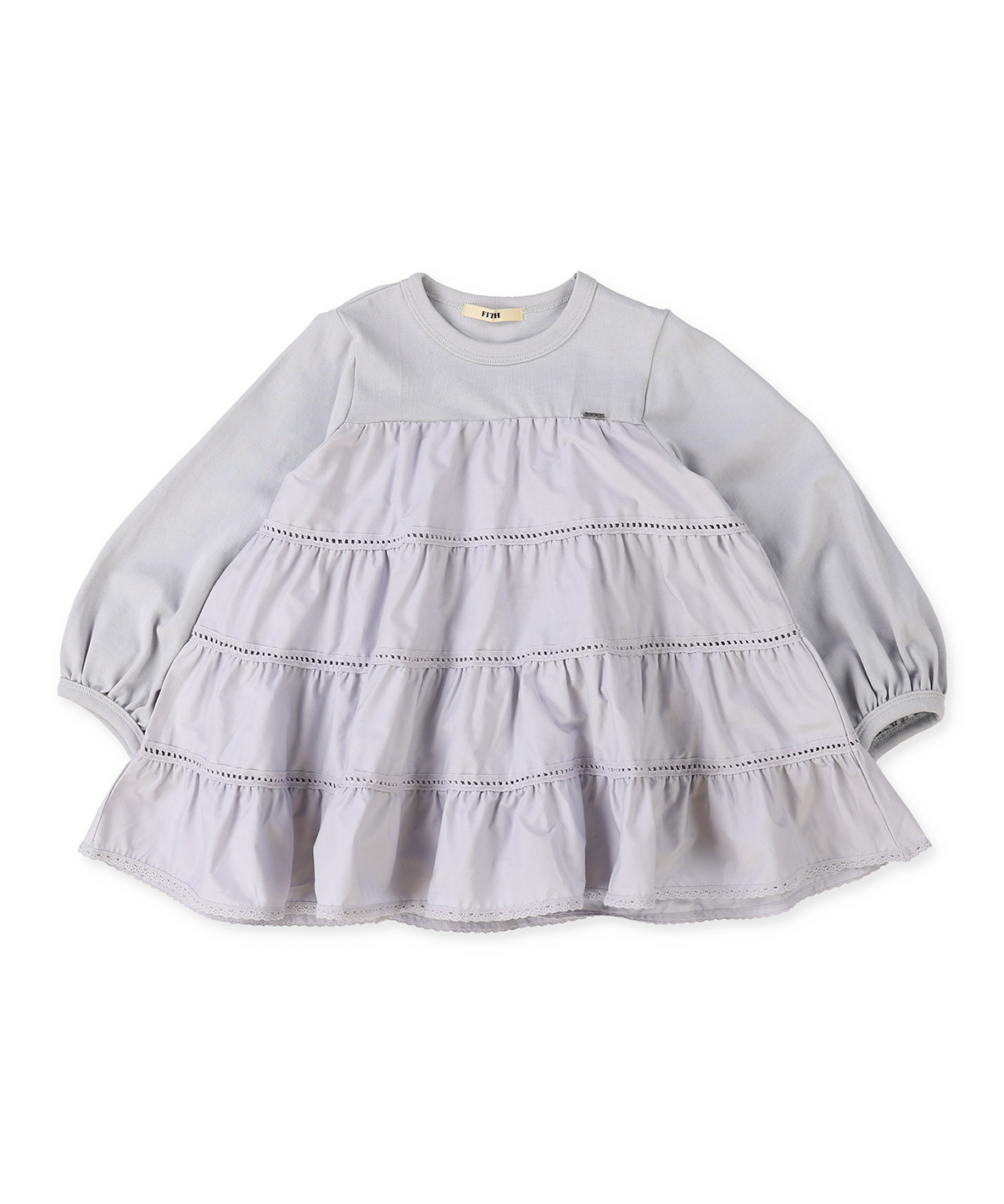 FITH フィス FITH さらさら天竺×布帛ティアード長袖Tシャツ グレー 100 FITH フィス FITH さらさら天竺×布帛ティアード長袖Tシャツ グレー 100