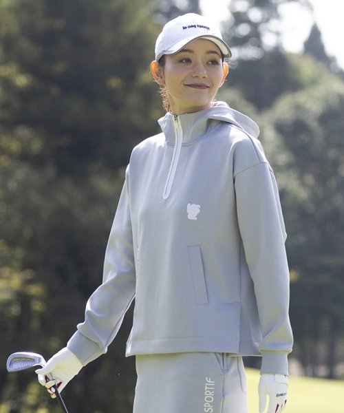 le coq sportif GOLF (ルコックスポルティフ（ゴルフ）)/ハーフジップフーディー/グレー