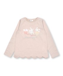 SLAP SLIP(スラップスリップ)/アニマルバレエウサギ裾スカラップお花シフォン長袖Tシャツ(80~130cm)/ピンク