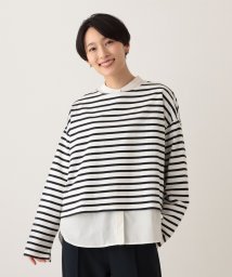 Afternoon Tea LIVING/MON JOURNALボーダーショート丈ロングスリーブTシャツ/505908699