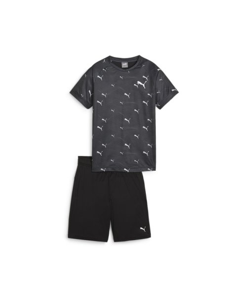 PUMA(プーマ)/キッズ ボーイズ アクティブ スポーツ ポリ AOP 半袖 Tシャツ アンド ショーツ セット 120－160cm/PUMABLACK