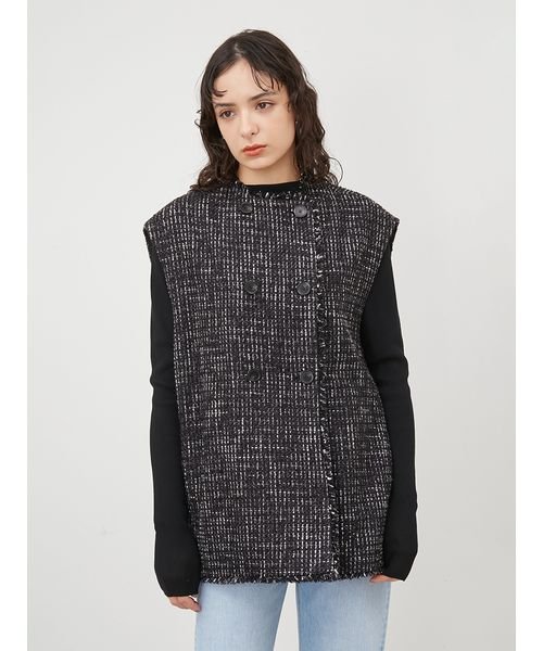 フリンジコクーンツイードＷベスト 予めご了承ください