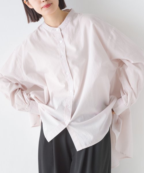 OMNES(オムネス)/【OMNES】製品洗いコットンブロード 長袖フレアシャツ/ピンク
