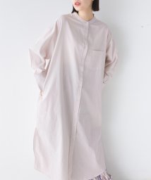 OMNES(オムネス)/【OMNES】製品洗いコットンブロード ロングシャツワンピース 長袖/ピンク