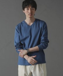 nano・universe(ナノ・ユニバース)/アンチスメルVネックTシャツ 長袖/ブルー