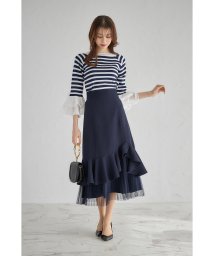 tocco closet(トッコクローゼット)/２ＷＡＹフリルベルト付きアシメプリーツスカート/NAVY