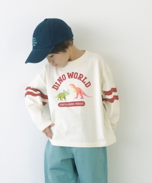 green label relaxing （Kids）(グリーンレーベルリラクシング（キッズ）)/恐竜プリント ロングスリーブ プルオーバー 100cm－130cm/NATURAL