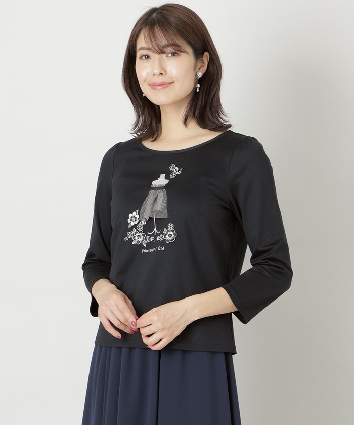TO BE CHIC カットソー TO BE CHIC tシャツ リボンネック スリーブコンビカットソー