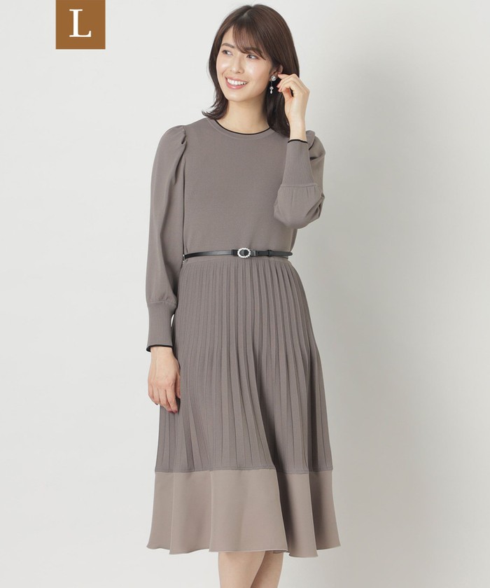 美品♡トゥービーシック　レーヨンナイロンニットドッキング ワンピースネイビー44 L】レーヨンナイロンコンビ ニットワンピース(505894458)｜阪急