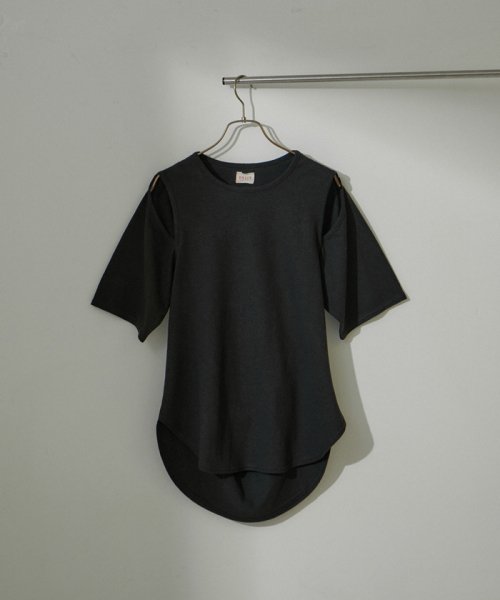 サロン　アダム　エ　ロペ(サロン　アダム　エ　ロペ)/【DELIY（デリー）】HEMP JERSEY CUT OUTS TEE/ブラック（01）