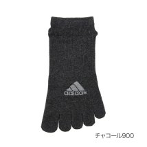 adidas(adidas)/ADIDAS(アディダス) ソックス 無地リブ ワンポイント スニーカー丈 5本指 消臭 指先まで足底すべり止め FOOTサポート 06569W 福助 公式/チャコールグレー