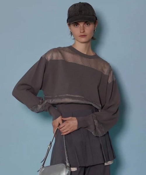 RoyalFlash(ロイヤルフラッシュ)/MAISON SPECIAL/メゾンスペシャル/2way Sheer Border Knit/グレー