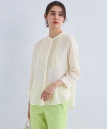 green label relaxing(グリーンレーベルリラクシング)/ピンタック 七分袖 ブラウス －マシンウォッシャブル－/OFFWHITE