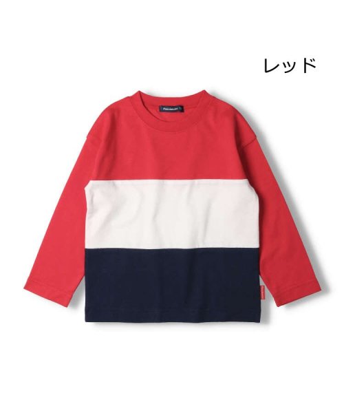 moujonjon(ムージョンジョン)/【子供服】 moujonjon (ムージョンジョン) 3段切替長袖Tシャツ・ロンT 80cm～140cm M12807/レッド