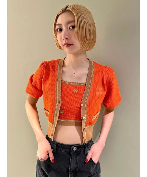 LILY BROWN×MARY QUANT】バイカラーパフニットカーディガン