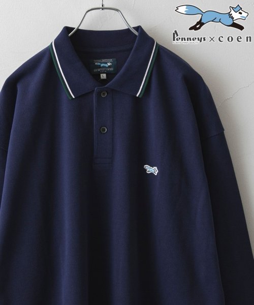 coen(coen)/PENNEYS（ぺニーズ）別注ヘビーロングスリーブポロシャツ/NAVY