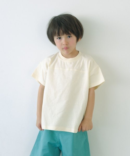 green label relaxing （Kids）(グリーンレーベルリラクシング（キッズ）)/【WEB限定】天竺 切り替え Tシャツ 100cm－130cm/OFFWHITE