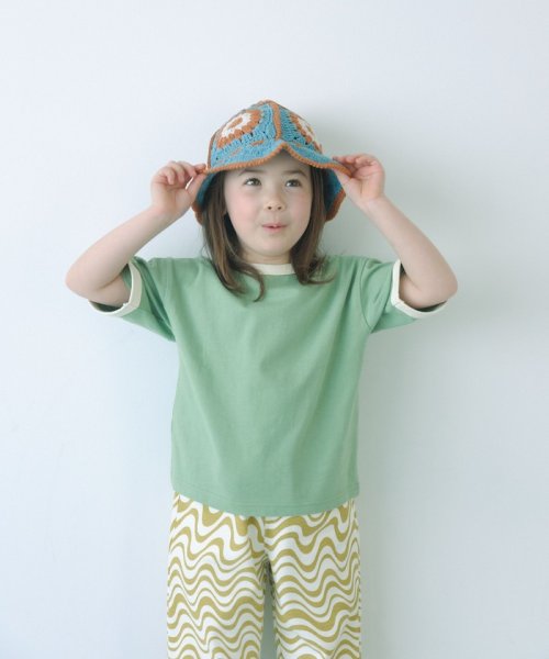 green label relaxing （Kids）(グリーンレーベルリラクシング（キッズ）)/TJ 天竺 リンガー Tシャツ 100cm－130cm/LIME