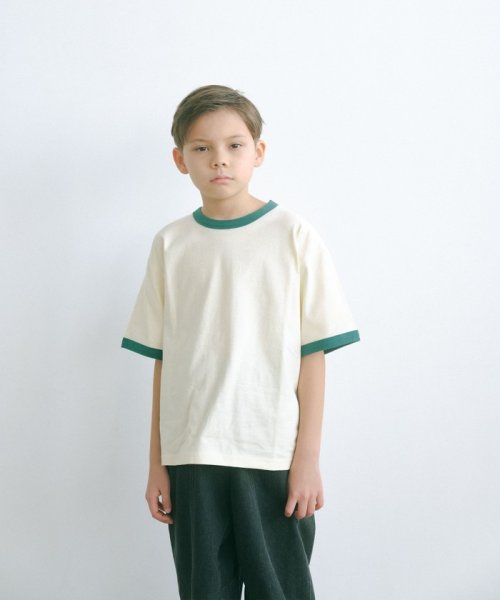green label relaxing （Kids）(グリーンレーベルリラクシング（キッズ）)/TJ 天竺 リンガー Tシャツ 140cm－160cm/OFFWHITE