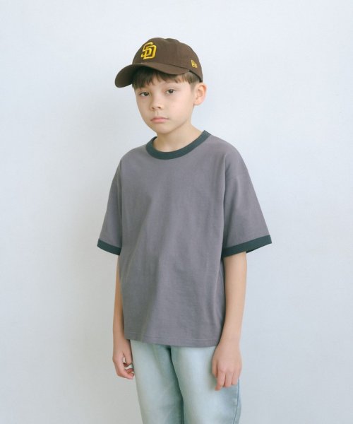 green label relaxing （Kids）(グリーンレーベルリラクシング（キッズ）)/TJ 天竺 リンガー Tシャツ 140cm－160cm/DKGRAY