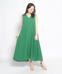 viscotecs make your brand(ビスコテックスメイクユアブランド)/FRONT DRAPE V－NECK DRESS(sleeveless)/グリーン