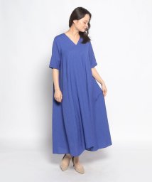 viscotecs make your brand(ビスコテックスメイクユアブランド)/FRONT DRAPE V－NECK DRESS/ブルー