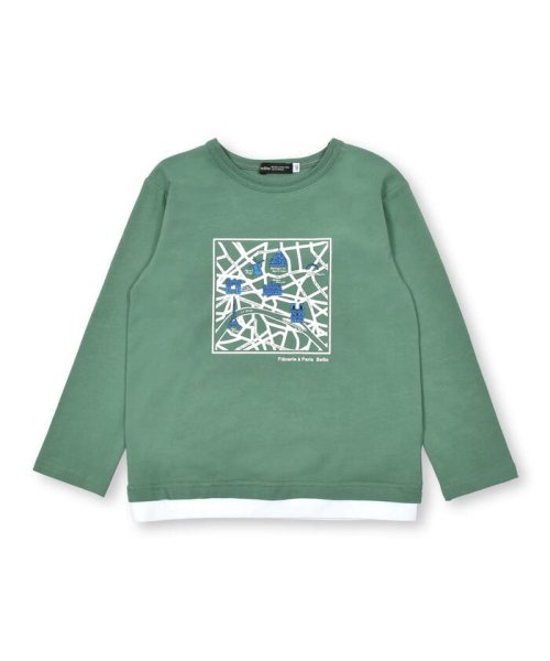 BeBe(ベベ)/PARISマッププリントTシャツ(90~150cm)/グリーン
