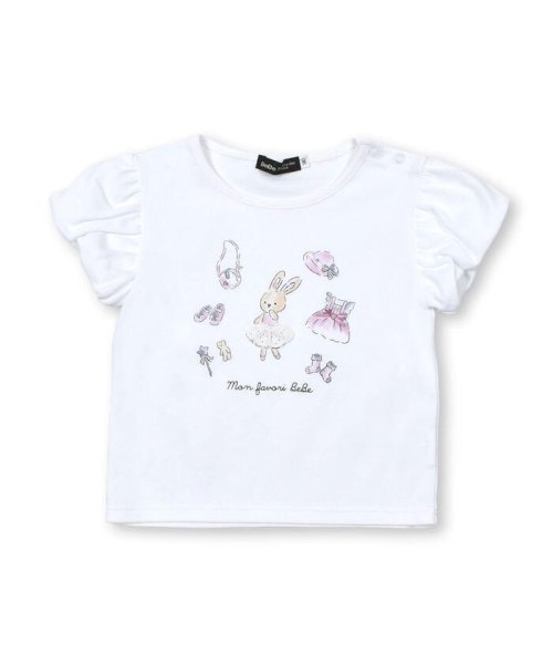 BeBe(ベベ)/うさぎプリントバルーンスリーブTシャツ (80~90cm)/ホワイト