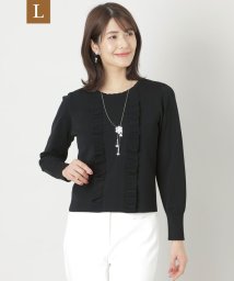 TO BE CHIC(L SIZE)(トゥービーシック Lサイズ)/【L】レーヨンナイロンフリル プルオーバーニット/ブラック