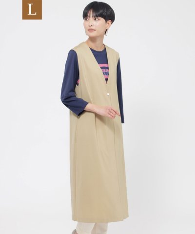 【L】【ウォッシャブル】ハイゲージコンパクトジャージージャンパースカート