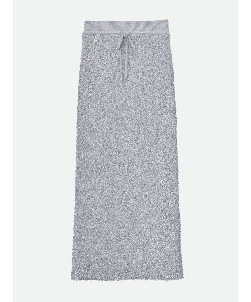 NOUNLESS(ナウンレス)/GLITTER TAPE YARN KNIT SKIRT/SILVER