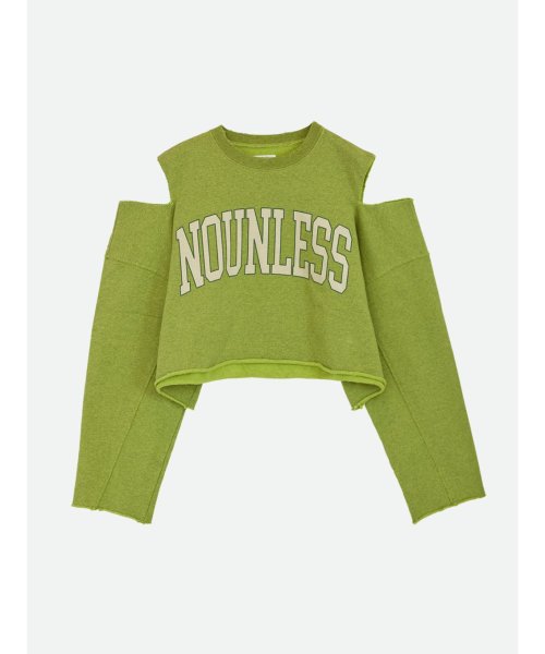 NOUNLESS(ナウンレス)/NOUNLESS CUT OFF LOGO SWEAT/LIME