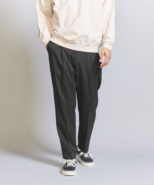 BEAUTY&YOUTH UNITED ARROWS(ビューティーアンドユース　ユナイテッドアローズ)/ドレープ ツイル 1プリーツ テーパード パンツ ‐ストレッチ‐/BLACK