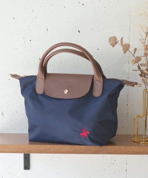 BEVERLY HILLS POLO CLUB(ビバリーヒルズポロクラブ)/【BEVERLY HILLS POLO CLUB】バッグ トートバッグ ハンドバッグ ショルダーバッグ ナイロン ロゴ TOP KA PIECE BAG　小/ネイビー