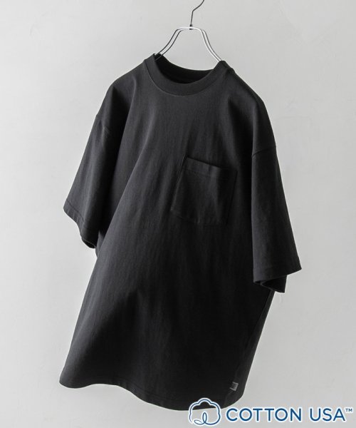 coen(coen)/USAコットンスタンダードポケットTシャツ/BLACK