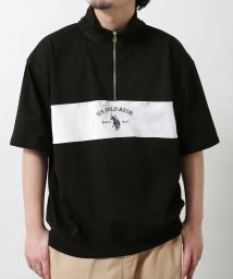 ZIP FIVE(ジップファイブ)/U.S. POLO ASSN. ビッグシルエットハーフジップTシャツ/ブラック