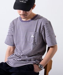 GLOSTER(GLOSTER)/【GEVACO/ゲバコ】クルーネック ボーダーTシャツ ワンポイントロゴ ポケT/グレー