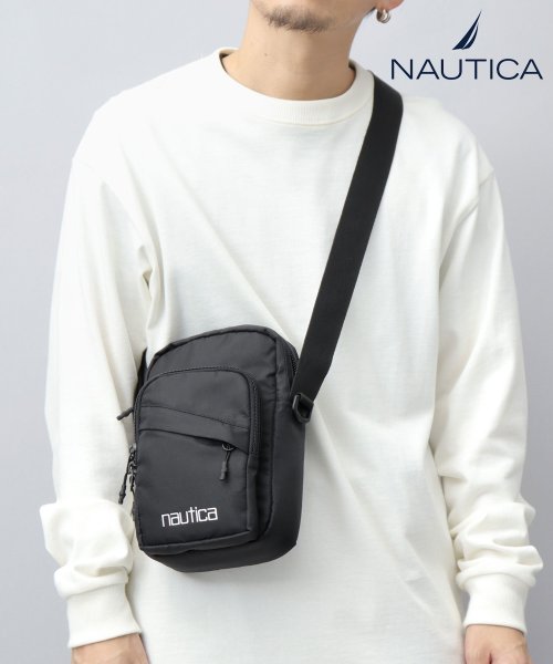 AMS SELECT(エーエムエスセレクト)/NAUTICA ノーティカ 330D ナイロン コンパクト スクエア 縦型 ショルダーバッグ ミニバッグ アウトドア 旅行 /ブラック