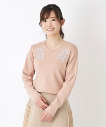  LAURA ASHLEY(ローラアシュレイ)/【洗える/Lサイズあり／刺繍】ミルソープ柄 プルオーバーニット/ピンク（072）