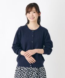  LAURA ASHLEY(ローラアシュレイ)/【洗える/綿100％／Lサイズあり】すかし柄編み ニットカーディガン/ブルー（092）