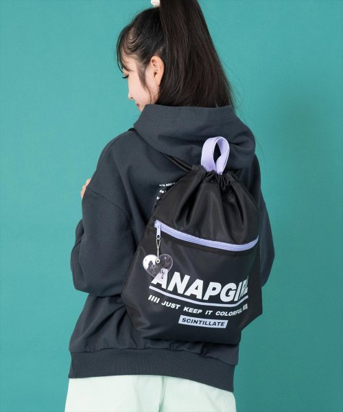 ANAP　GiRL(アナップガール)/ロゴ ナップサック/ブラック