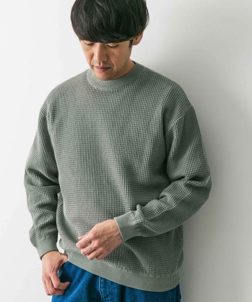 URBAN RESEARCH DOORS(アーバンリサーチドアーズ)/ドライタッチワッフルニット/GREEN