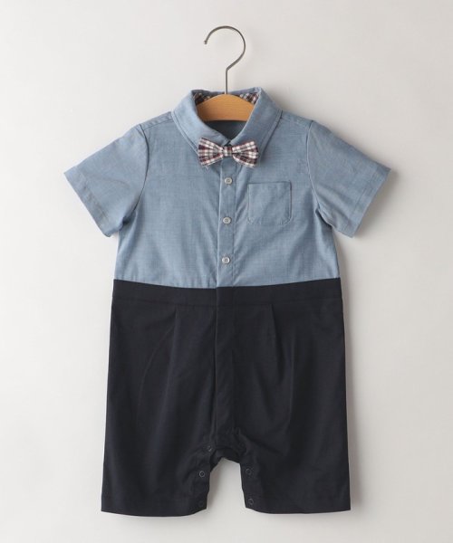 SHIPS KIDS(シップスキッズ)/SHIPS KIDS:70～80cm / 蝶ネクタイ 半袖 ロンパース/ネイビー