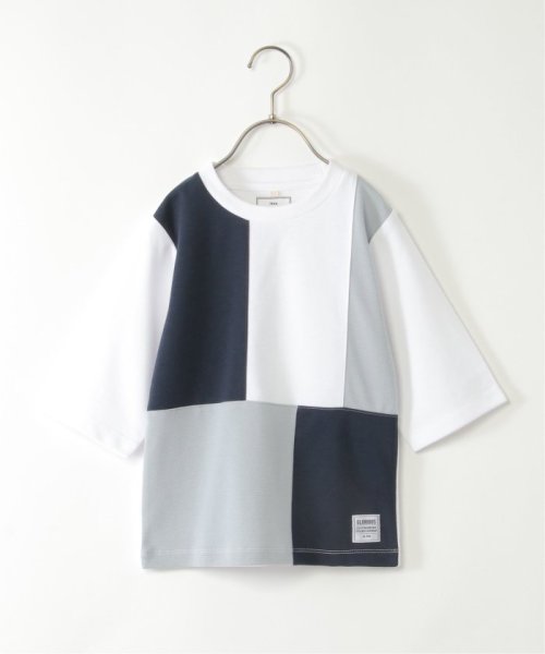 ikka kids(イッカ　キッズ)/7分袖ポンチブロックスTシャツ（120〜160cm）/オフホワイト