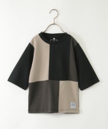 ikka kids(イッカ　キッズ)/7分袖ポンチブロックスTシャツ（120〜160cm）/ブラック